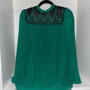 Philosophy di Lorenzo Serafini Emerald Blouse with Black Lace Detail